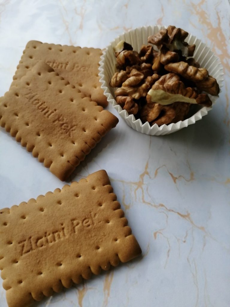 some walnuts and biscuits as quick and healthy snack options
