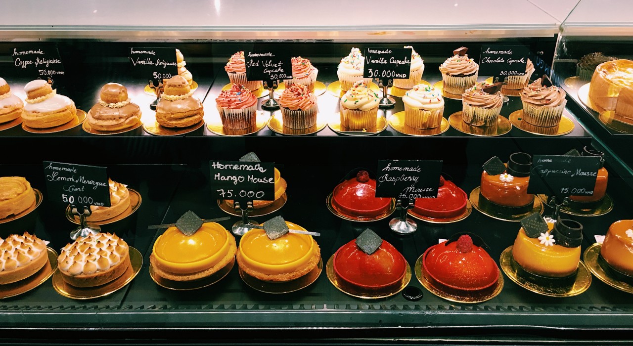 Tasty desserts on display